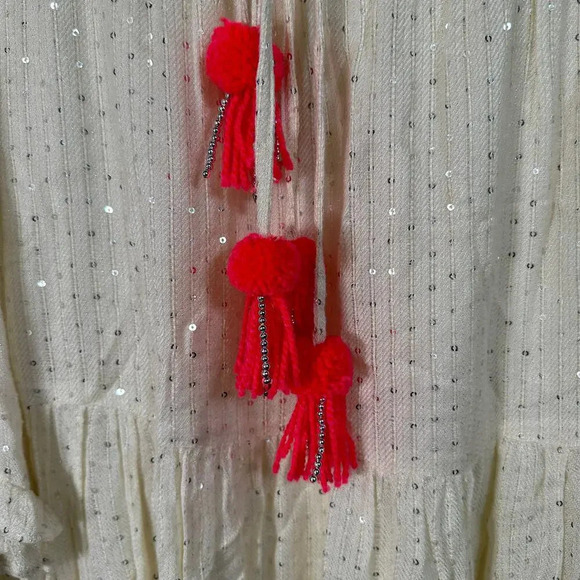 Revolve Sundress Cream Sequined Tunic Mini Dress Cover Up M/L - Picture 4 of 10